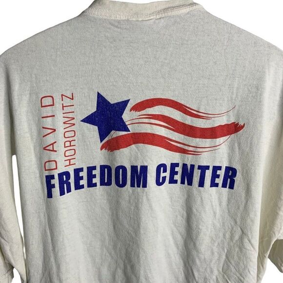 Freedom Center David Horowitz T Shirt 2XL White Crewneck Short Sleeve Pullover - Picture 2 of 7